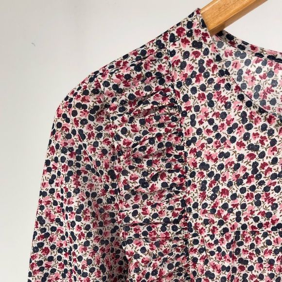 J Crew Mercantile Ditsy Floral Ruffle Trim Cotton 3/4 Sleeve Top NWT - Picture 5 of 12